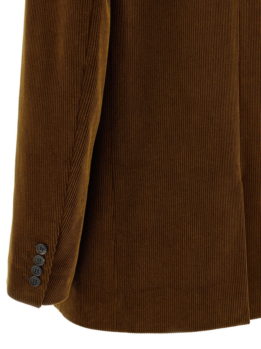 Saint Laurent Double-Breasted Corduroy Blazer With Silk Lining