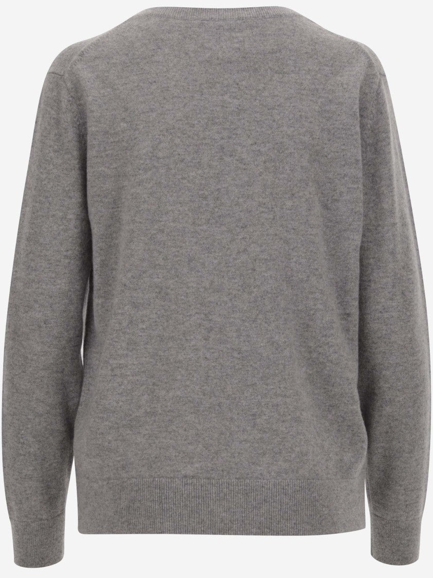 Vince V-Neck Cashmere Pullover With Ribbed Edges
