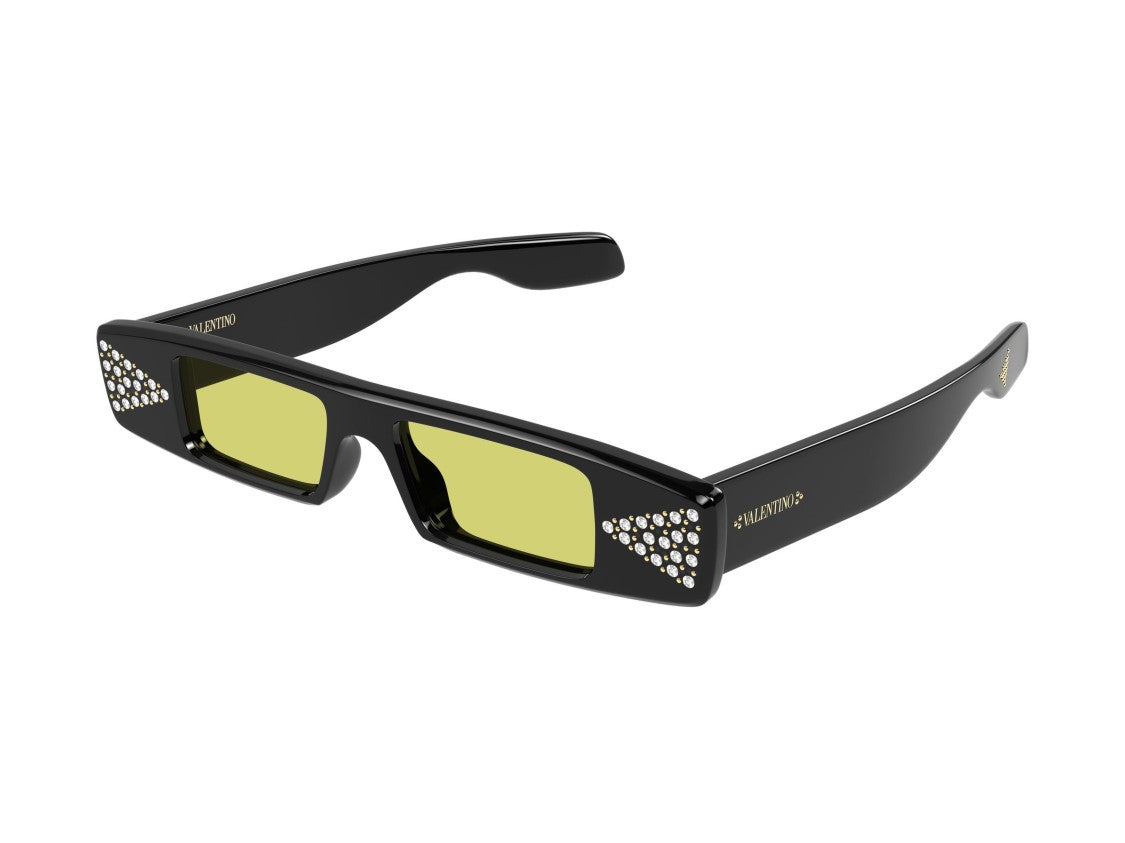 Valentino Gold Vg0043s Rhinestone Rectangular Sunglasses