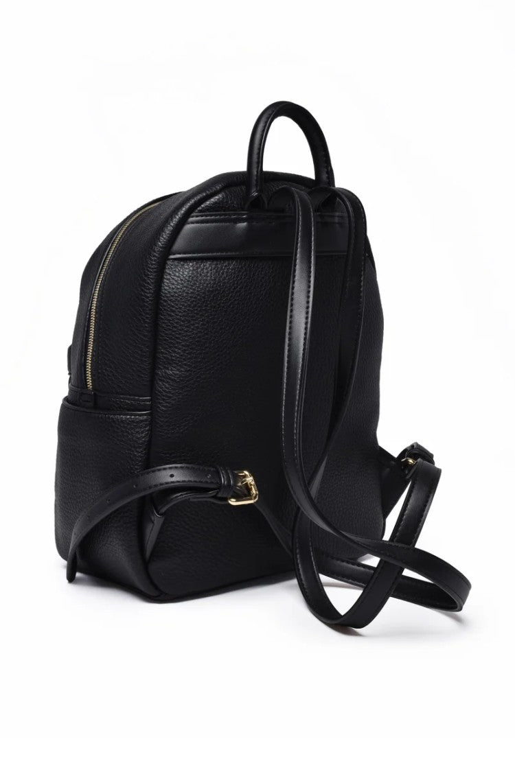 Ermanno Firenze Black Polyurethane Backpack