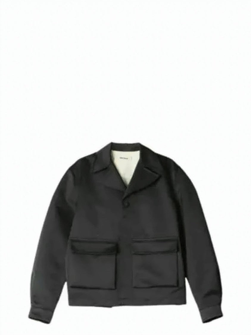 Wales Bonner Cropped Boxy Jacket With Notched Collar And Button Closure