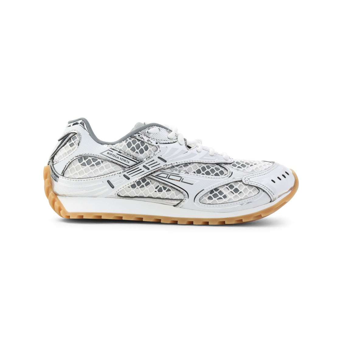 Bottega Veneta Metallic Sneakers With Intricate Mesh Detailing