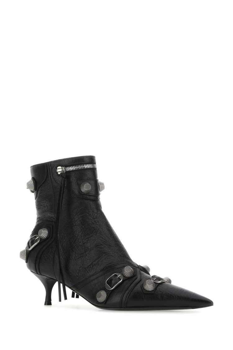 Balenciaga Black Leather Cagole Ankle Boots