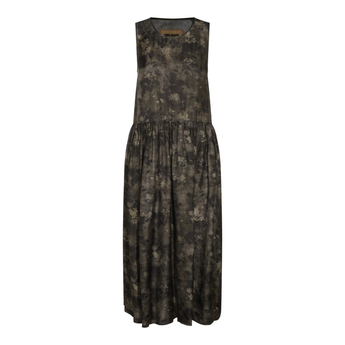 Uma Wang Sleeveless Abstract Floral Gathered Waist Maxi Dress