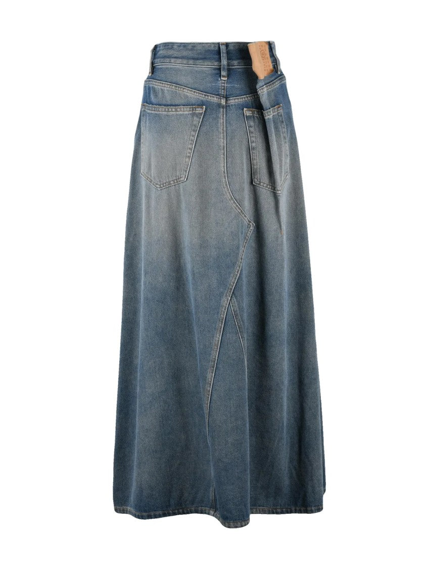 Mm6 By Maison Margiela Denim Cotton Women Long Denim Skirt