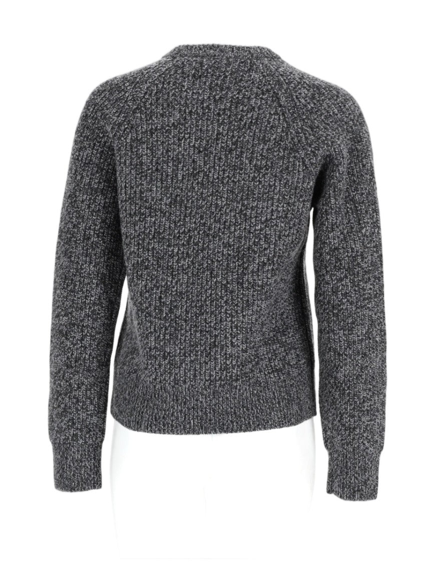 Aspesi Textured Grey Wool Sweater With Classic Crew Neckline