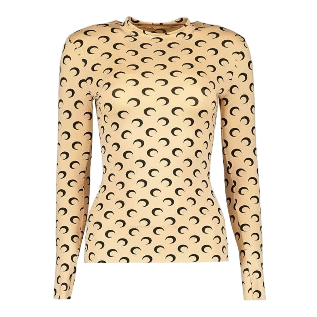 Marine Serre Fitted Long-Sleeve Top With Crescent Moon Print