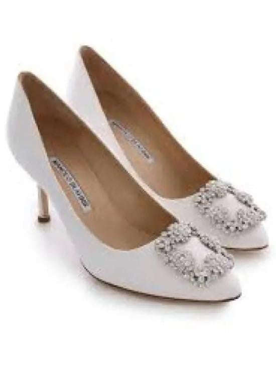 Manolo Blahnik Pointed-Toe Pumps With Crystal Embellishment And Satin Finish