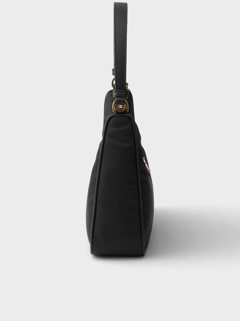 Prada Black Triangular Logo Smooth Leather Shoulder Bag