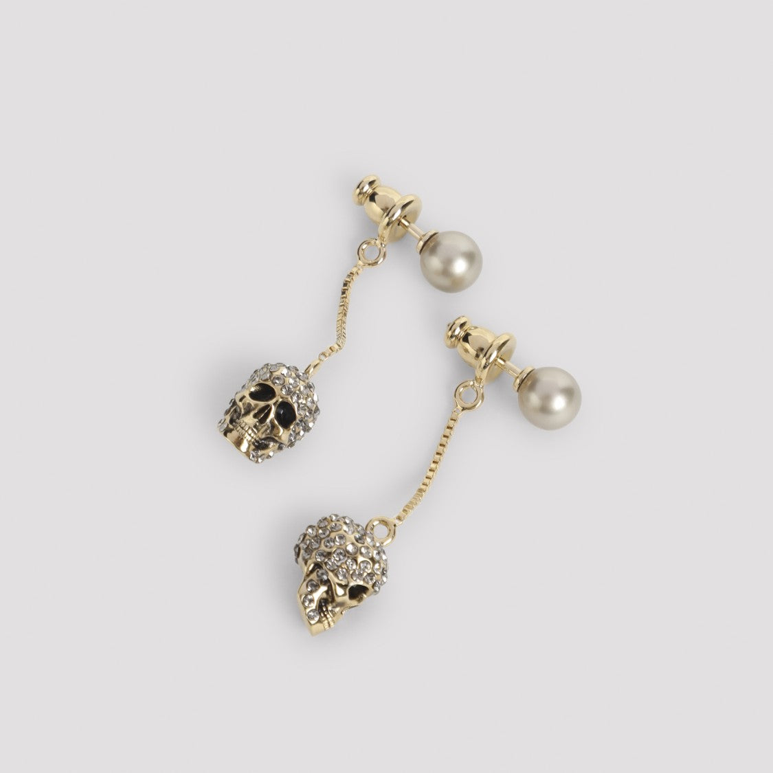 Alexander Mcqueen Gold Brass Earrings With Pearl Accent