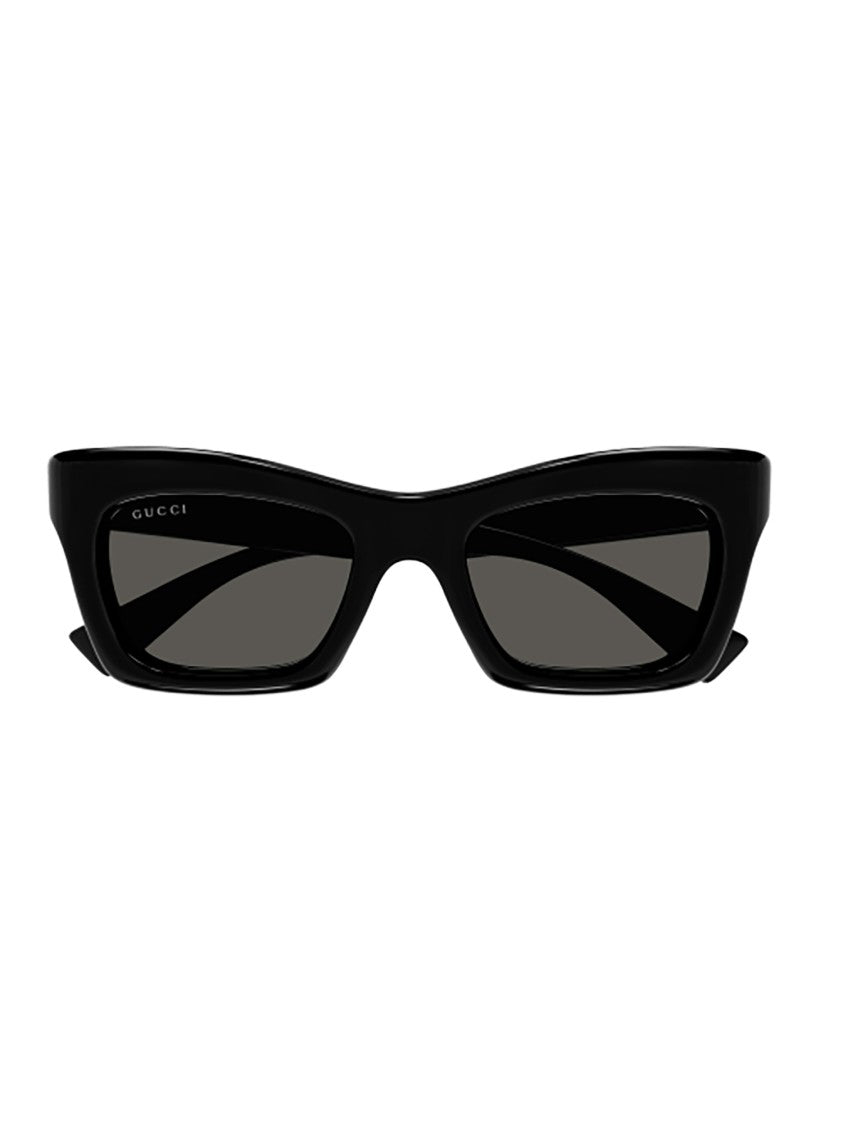 Gucci Angular Black Frame Sunglasses With Glossy Finish