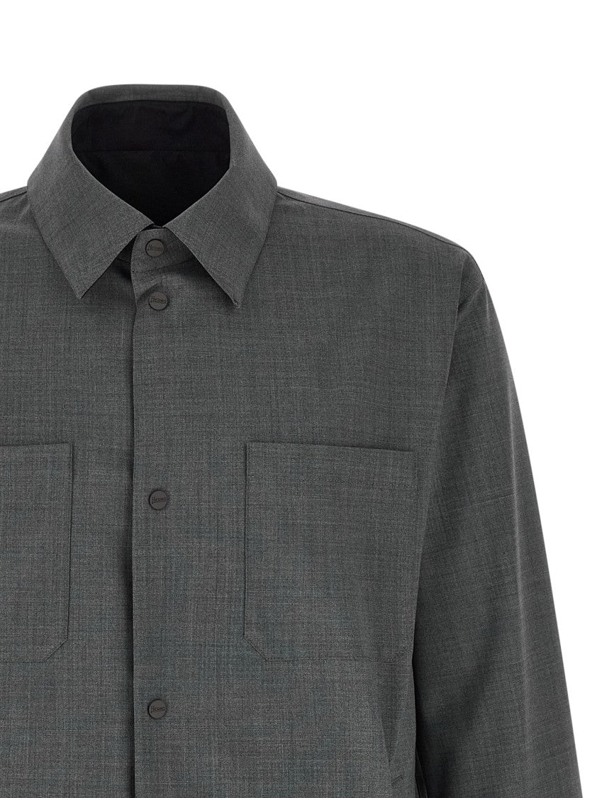 Herno Reversible Technical Wool And Nylon Overshirt