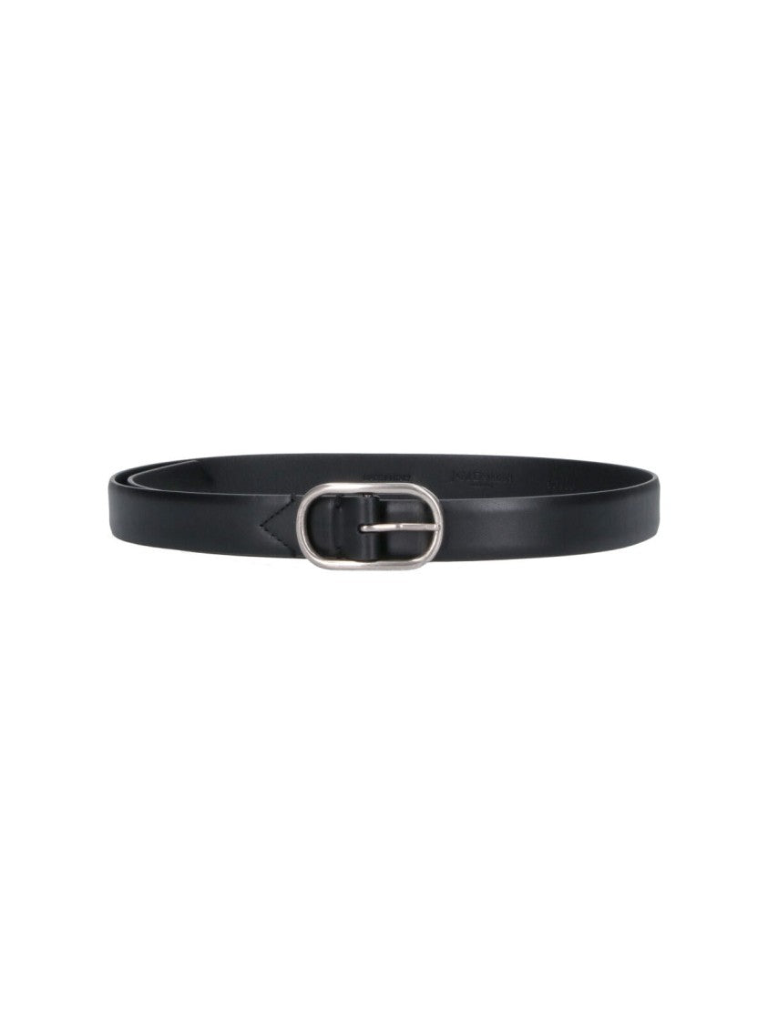 J&M Davidson Black Oval Buckle Leather Belt