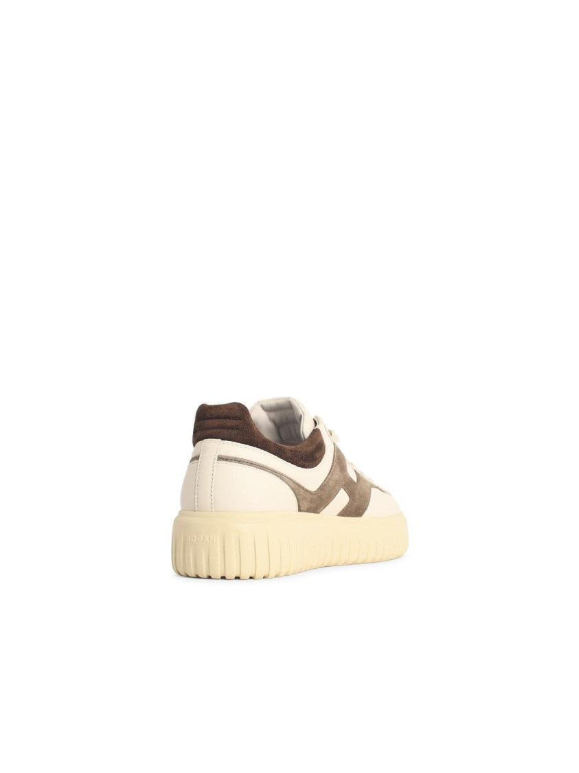 Hogan 'H Stripes' Ivory Leather Sneakers
