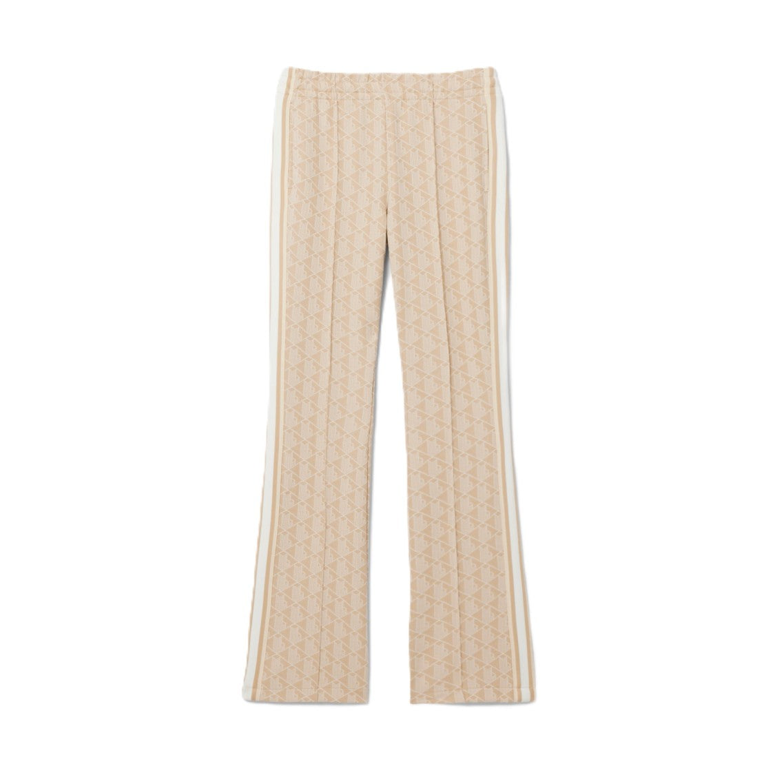 Lacoste Beige Knit Wide-Leg Pants With Geometric Pattern