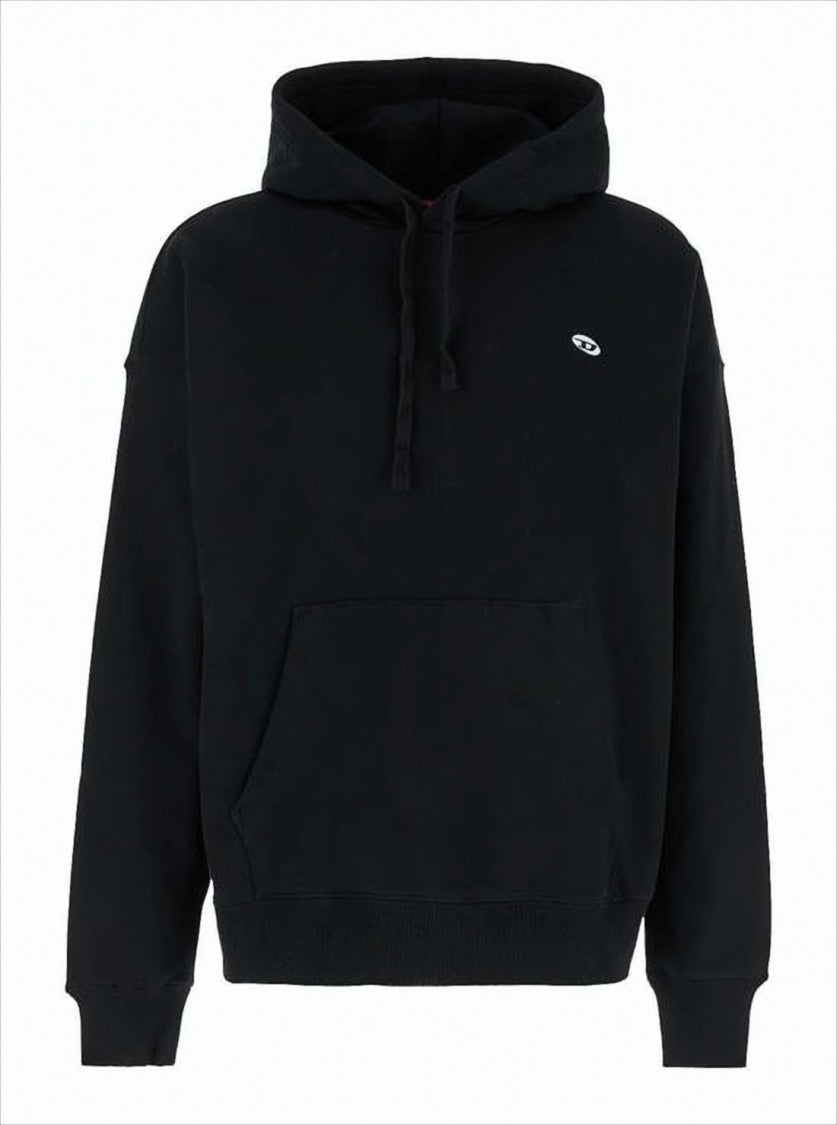 Diesel Black Hoodie With Adjustable Drawstring And Relaxed Fit