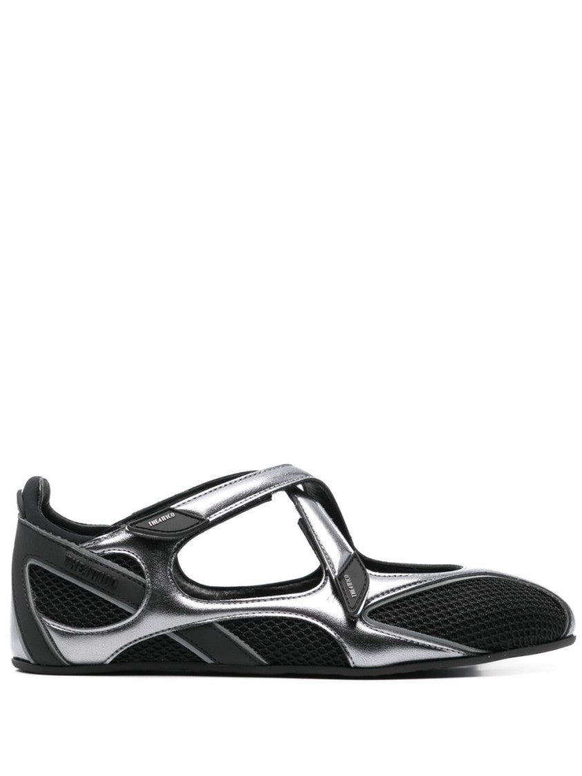 The Attico Mesh And Metallic Overlay Flats With Cut-Out Design
