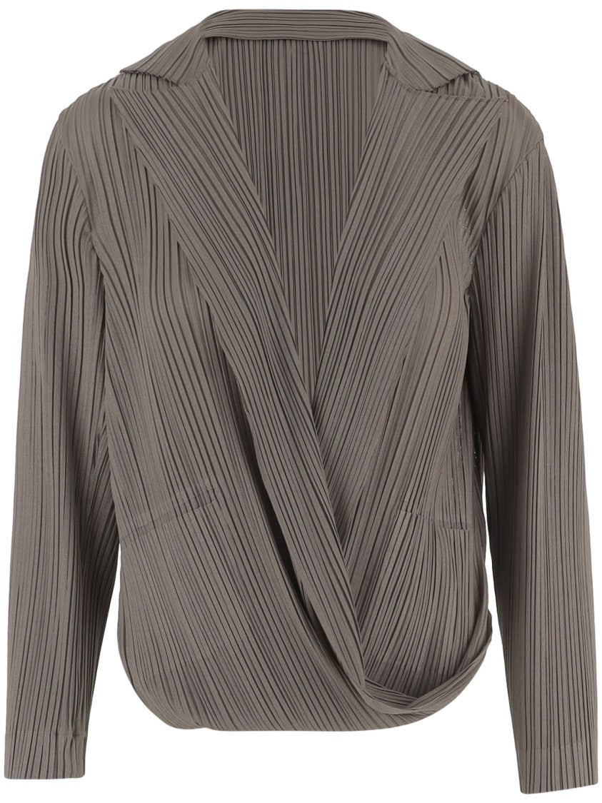 Giorgio Armani Pleated Knit Set With Deep V-Neck