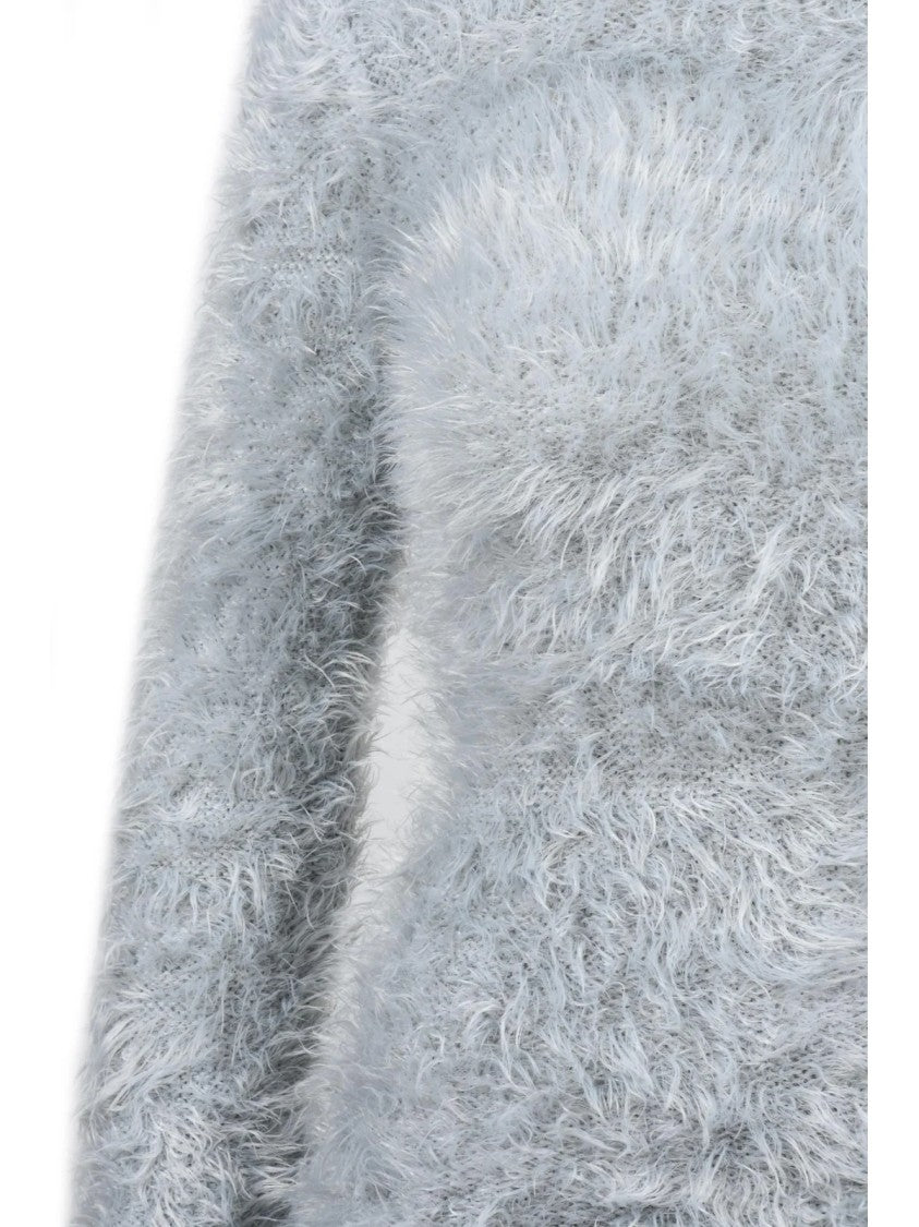 Mm6 By Maison Margiela Long High Neck Knit Top With Textured Finish