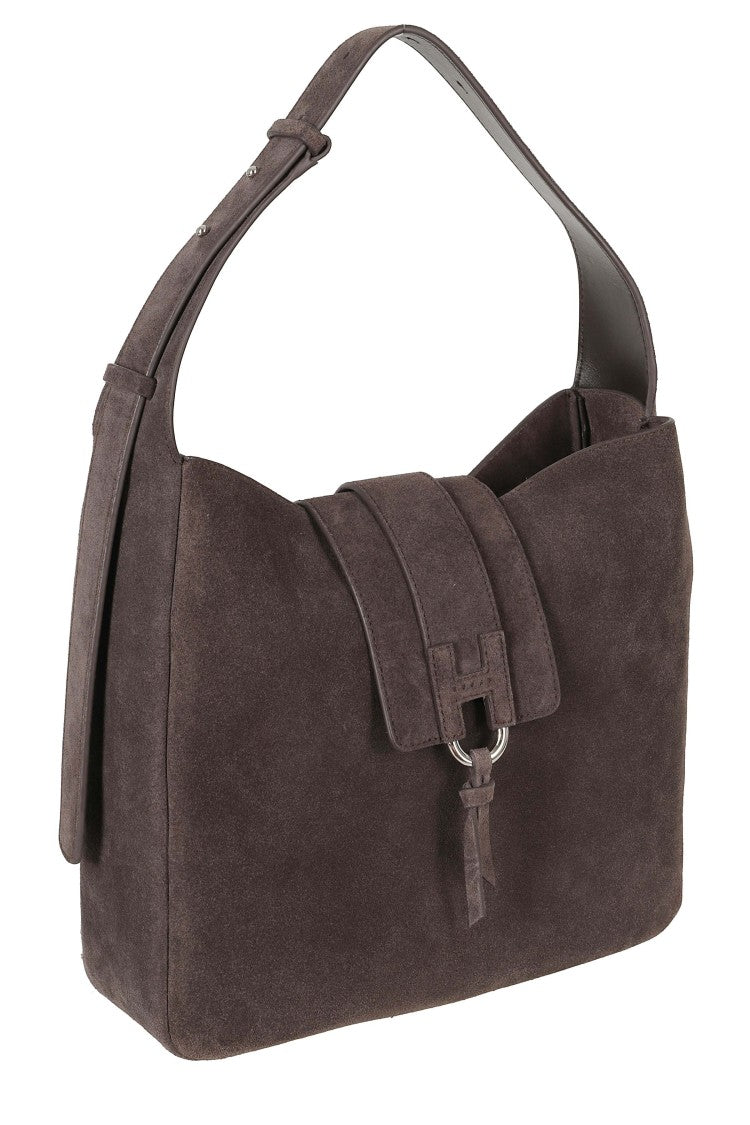 Hogan Suede Bag With Adjustable Handle And H Logo Clasp