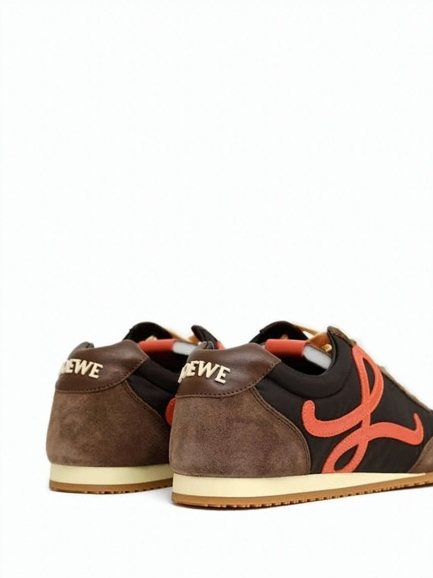 Loewe Calf Leather And Nylon Sneakers With Coral Logo