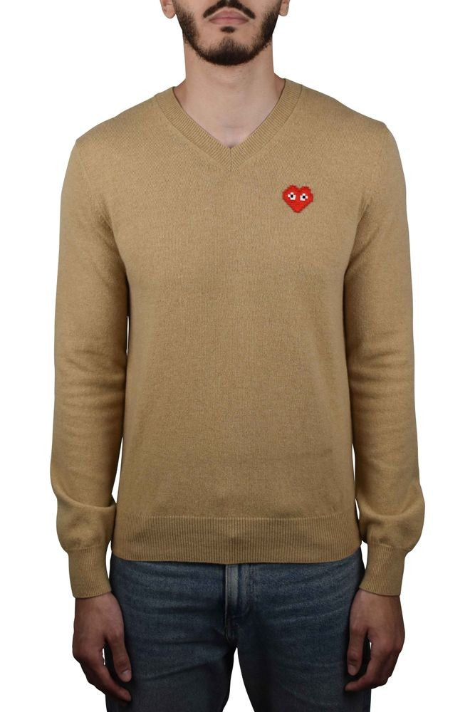 Comme Des Garçons Camel Wool V-Neck Sweater