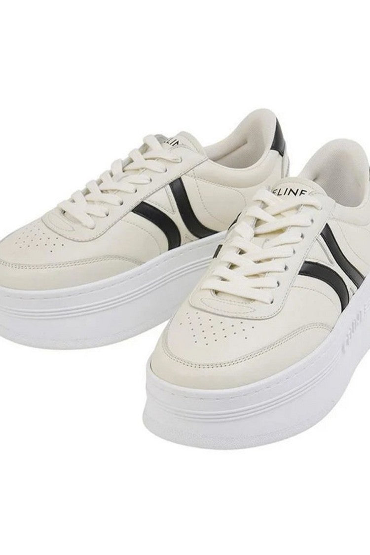 Céline White Calfskin Logo-Stripe Sneaker