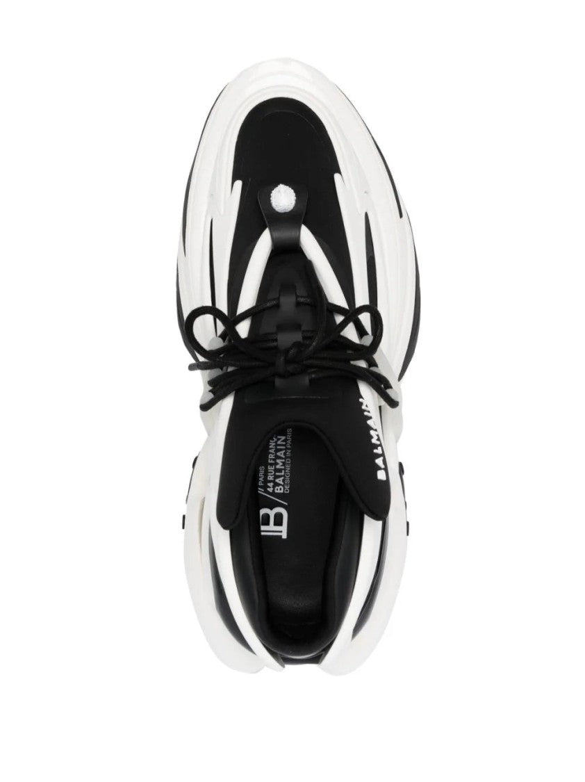 Balmain Neoprene And Calfskin Trainers With Sculptural Sole