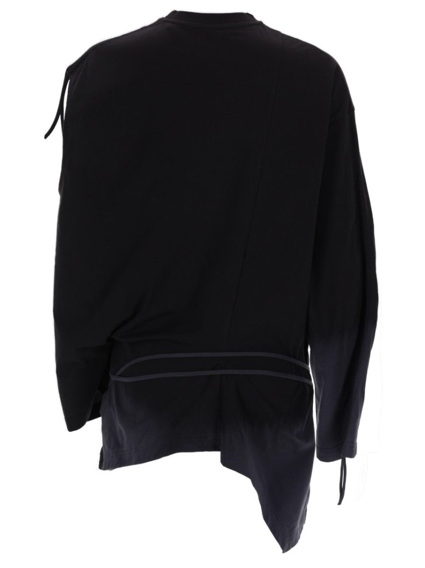 Y-3 Asymmetrical Shoulder Cut-Out Long Sleeve Top