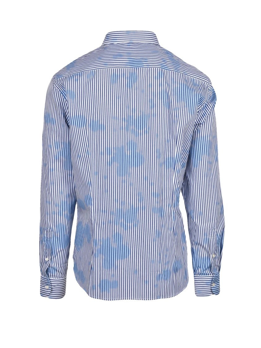 Deuxieme White/Blue Striped Cotton Shirt