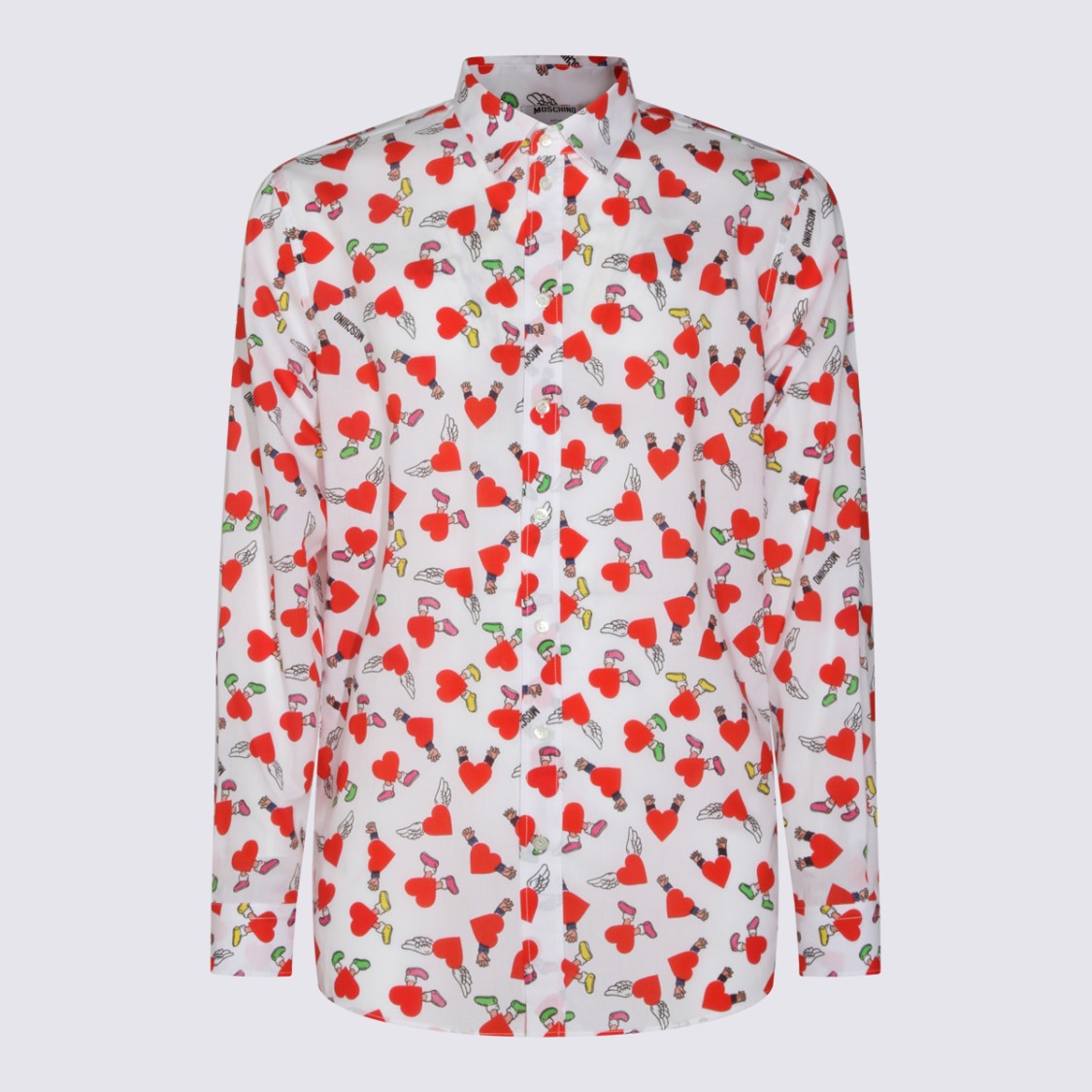 Moschino Long-Sleeve White Casual Shirt With Heart Motif