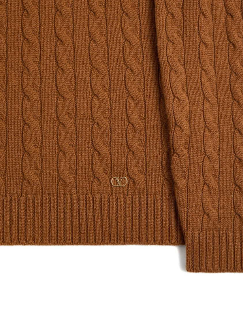 Valentino Cable-Knit Cashmere Crewneck Sweater