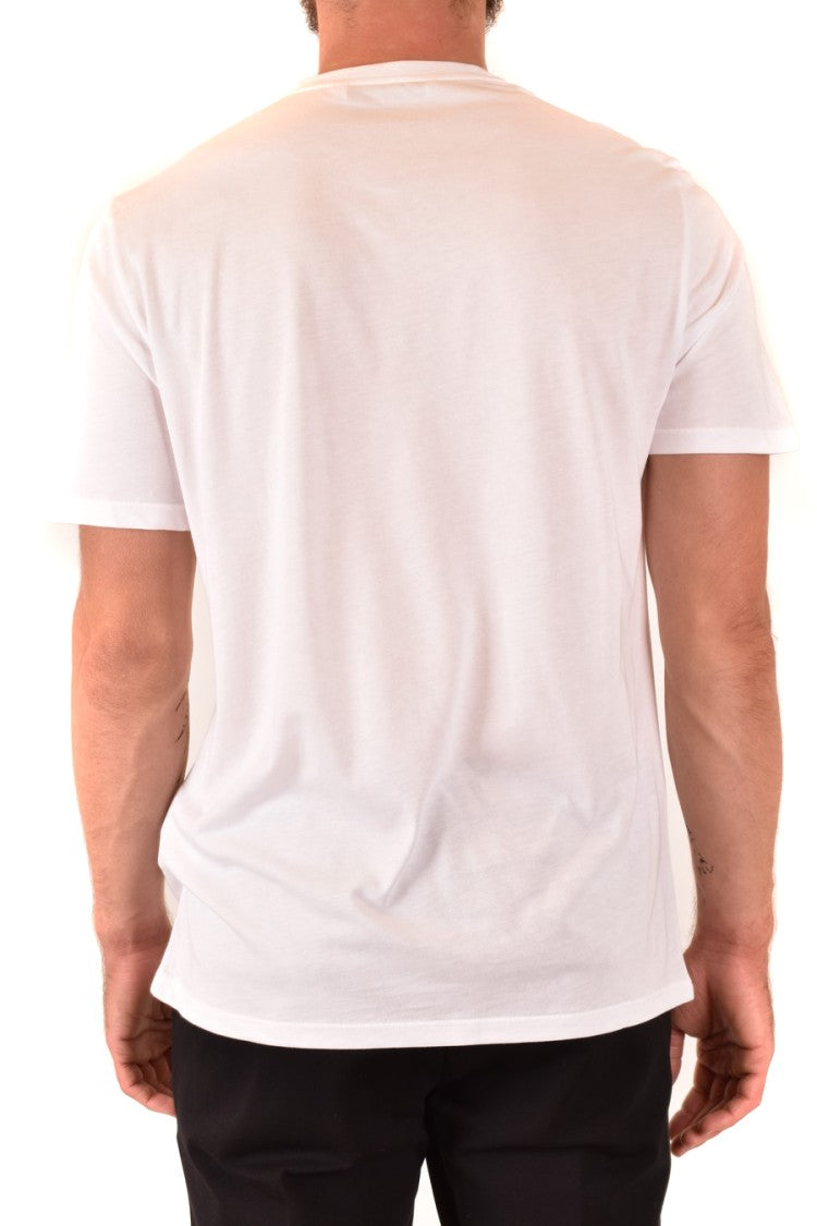 Neil Barrett White T-Shirt With Black Lightning Bolt Motifs