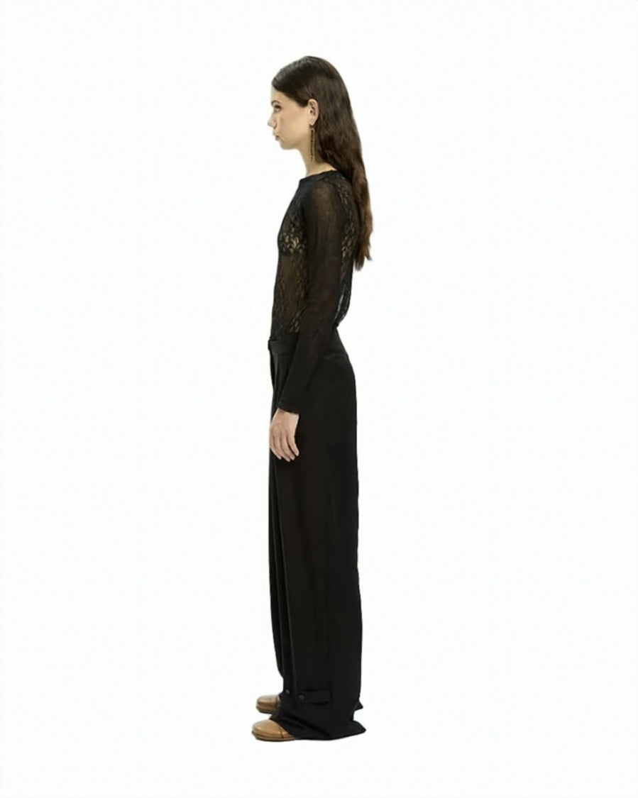 Mlo Fluid Front Pleats Adjustable Hem Wide-Leg Pants