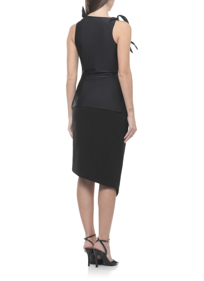 Coperni Black Asymmetric Floral Cut-Out Tank Top