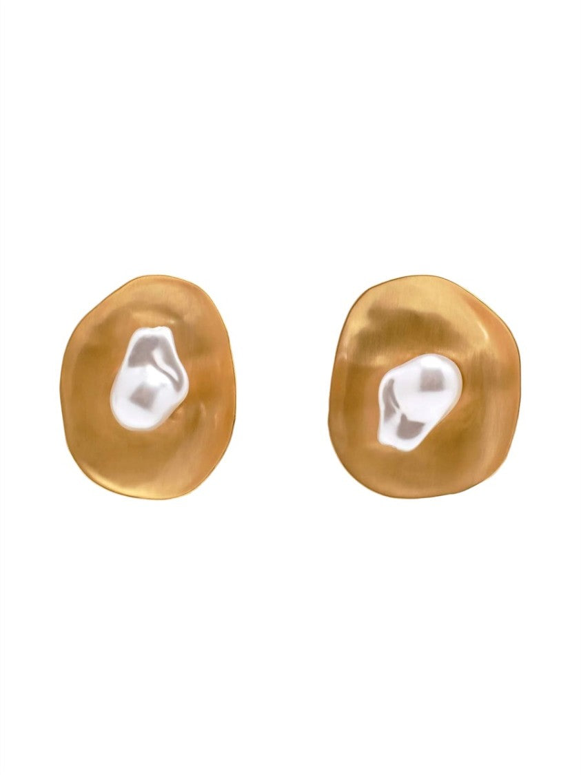 Cult Gaia Gold Organic Round Brass Silver Accent Earrings