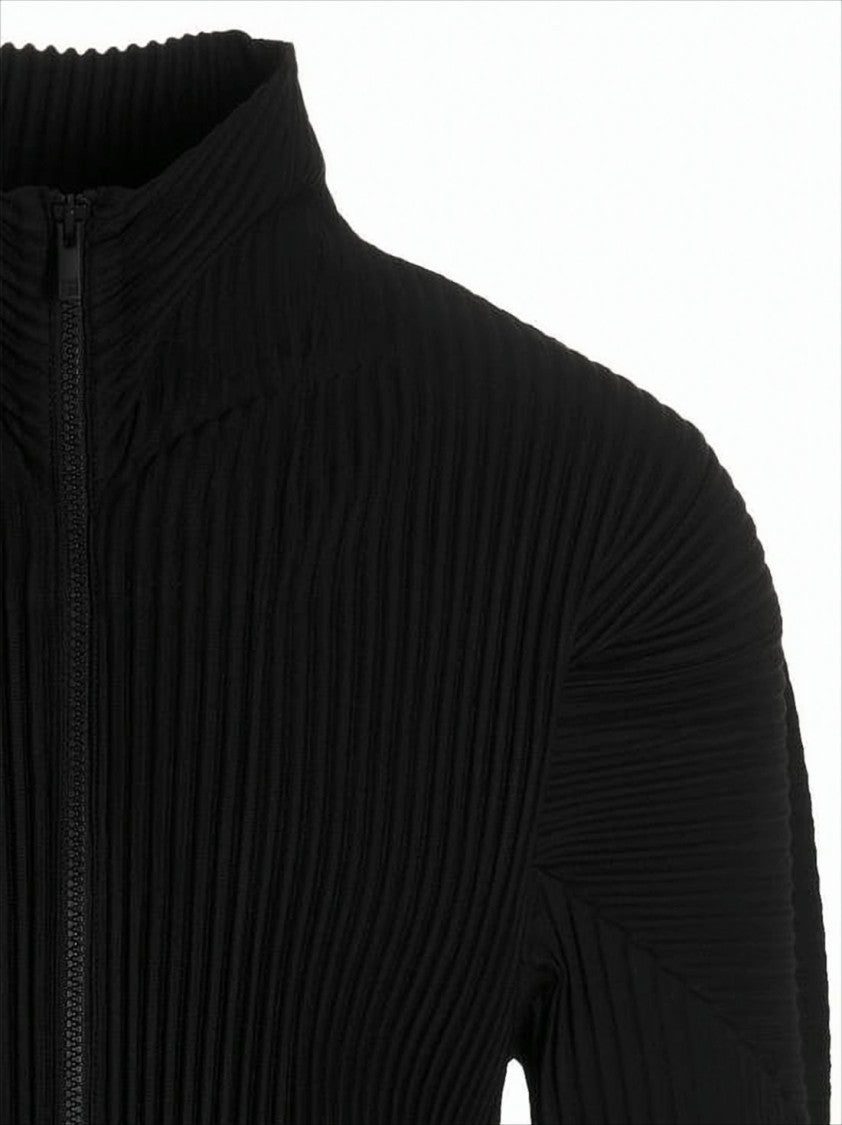 Homme Plissé Issey Miyake Pleated Texture Jacket With High Collar