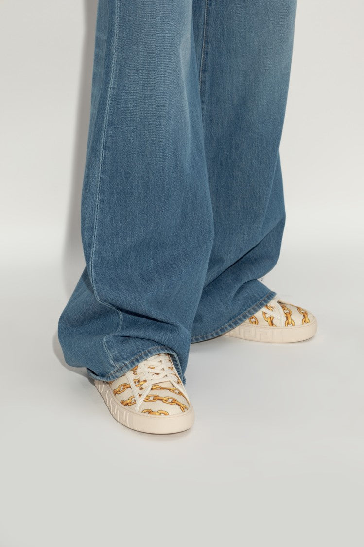 Versace Cream-Beige Printed Sneakers