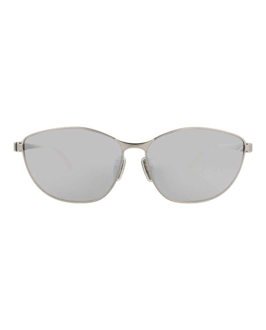 Balenciaga Cat Eye Metal Sunglasses With Reflective Lenses And Designer Case