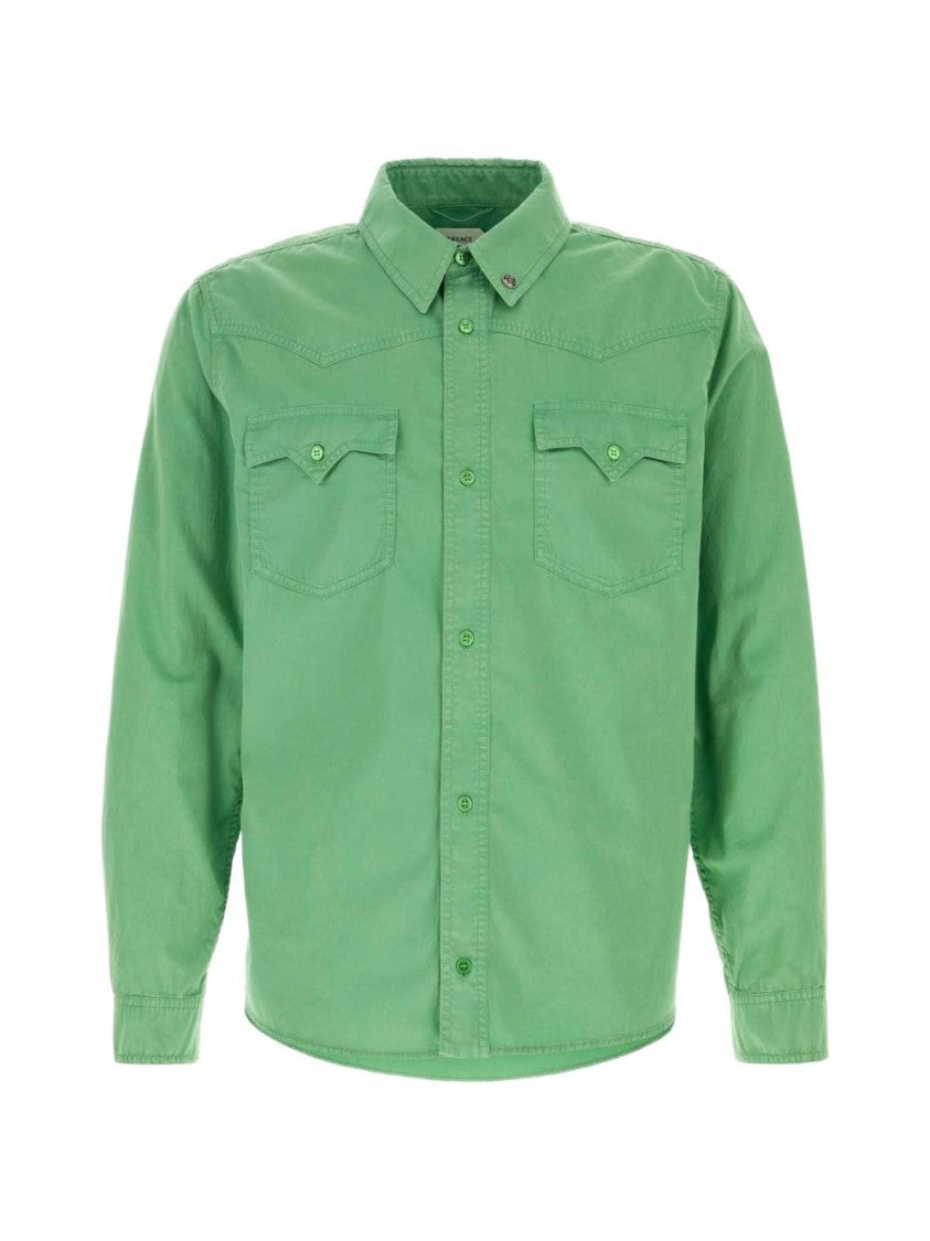 Versace Green Cotton Western Shirt