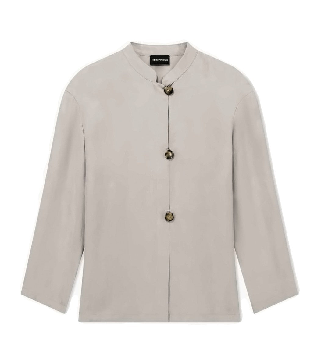 Emporio Armani Guru Collar Washed Fluid Lyocell Shirt