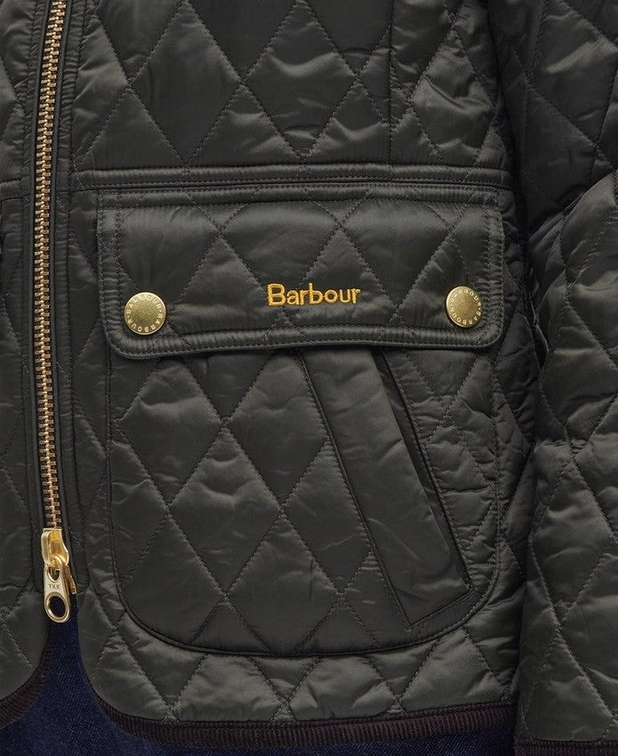 Barbour Diamond-Stitched Barbour Sage Jacket With Velvet Collar