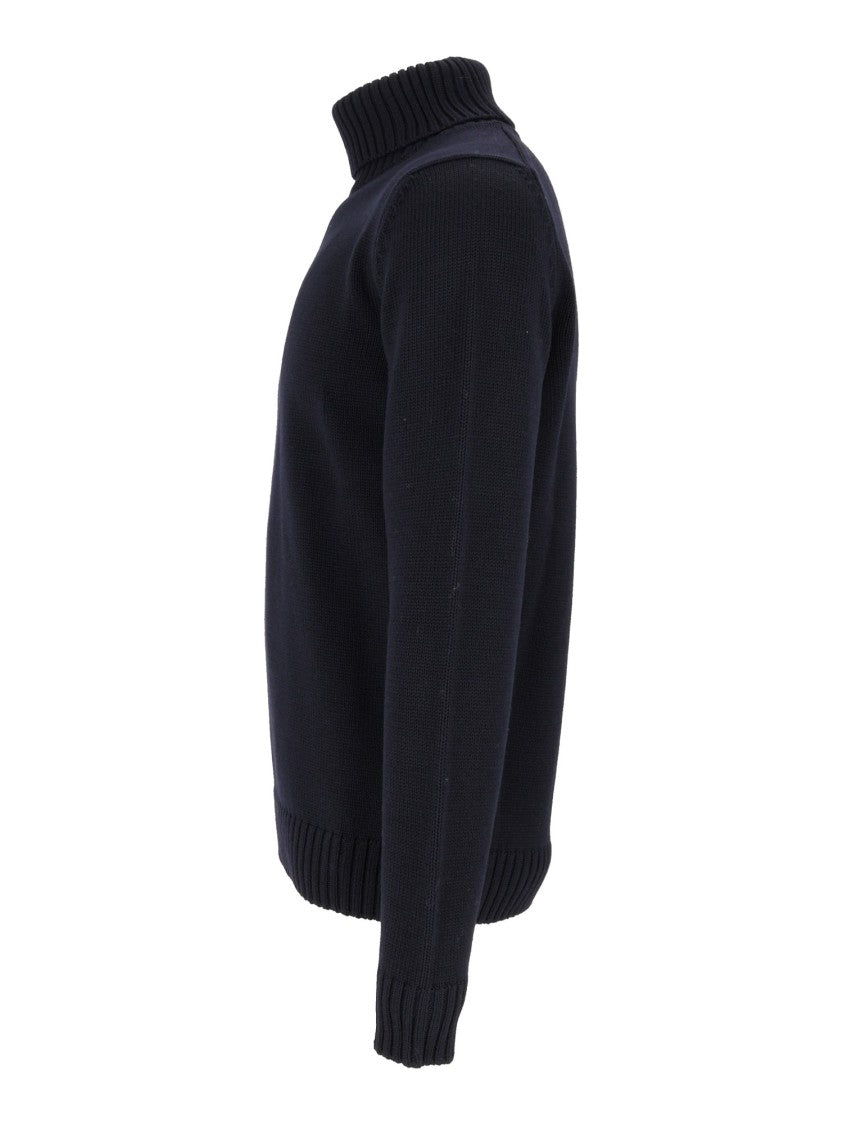 Slowear Zanone Dv Deep Blue Ribbed Turtleneck Sweater