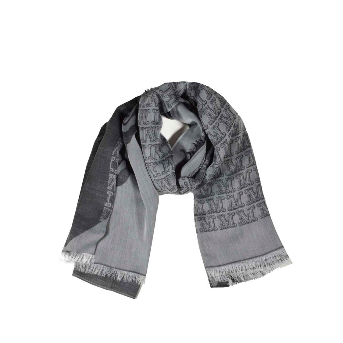 Max Mara Square Shawl In Silk-Cotton Blend With Monogram Design