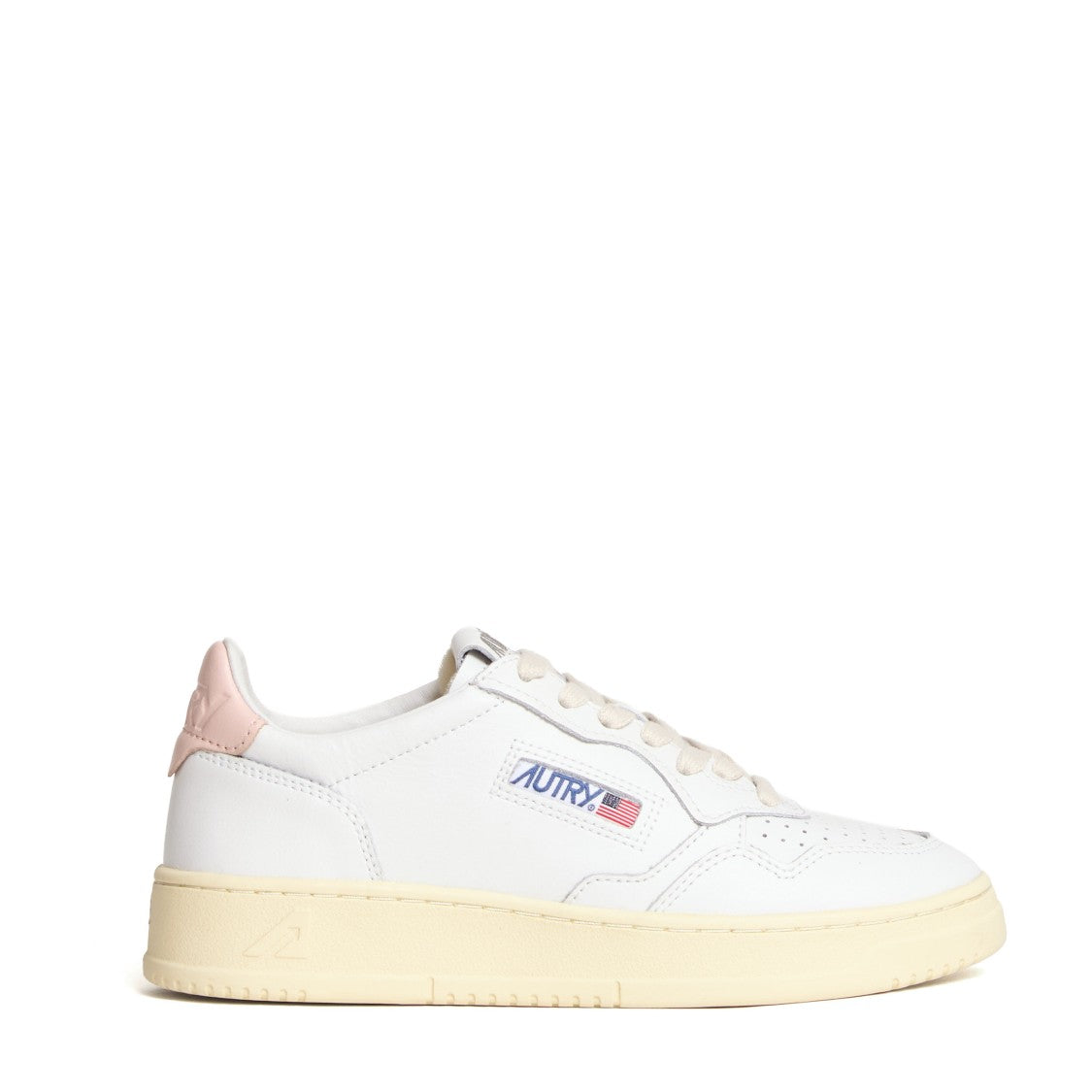Autry White Pink Leather Medalist Low Sneakers