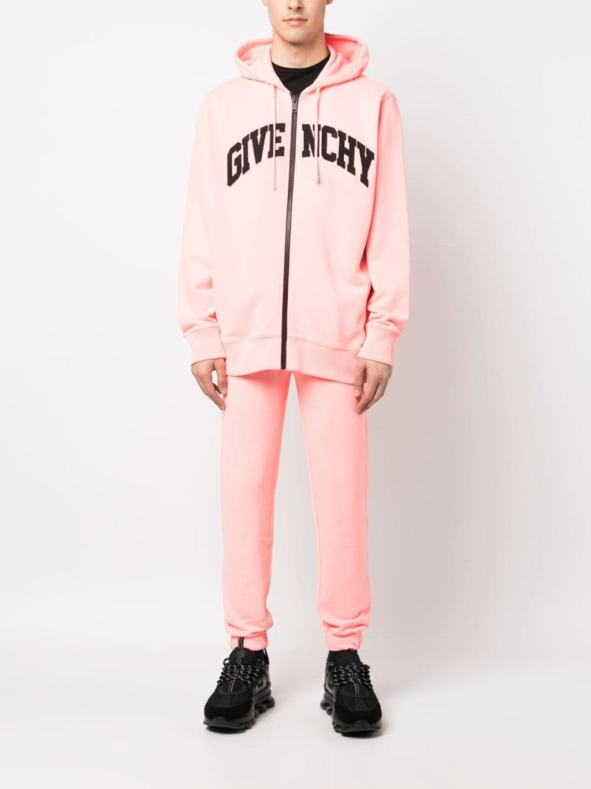 Givenchy Coral Pink Logo-Embroidered Cotton Hoodie