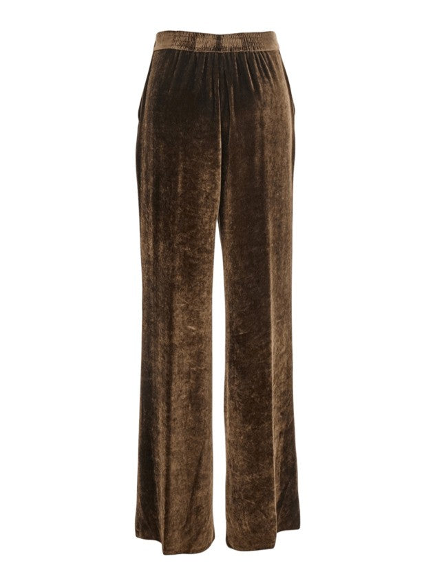 Etro Velvet Blend Palazzo Pants With Elastic Waist