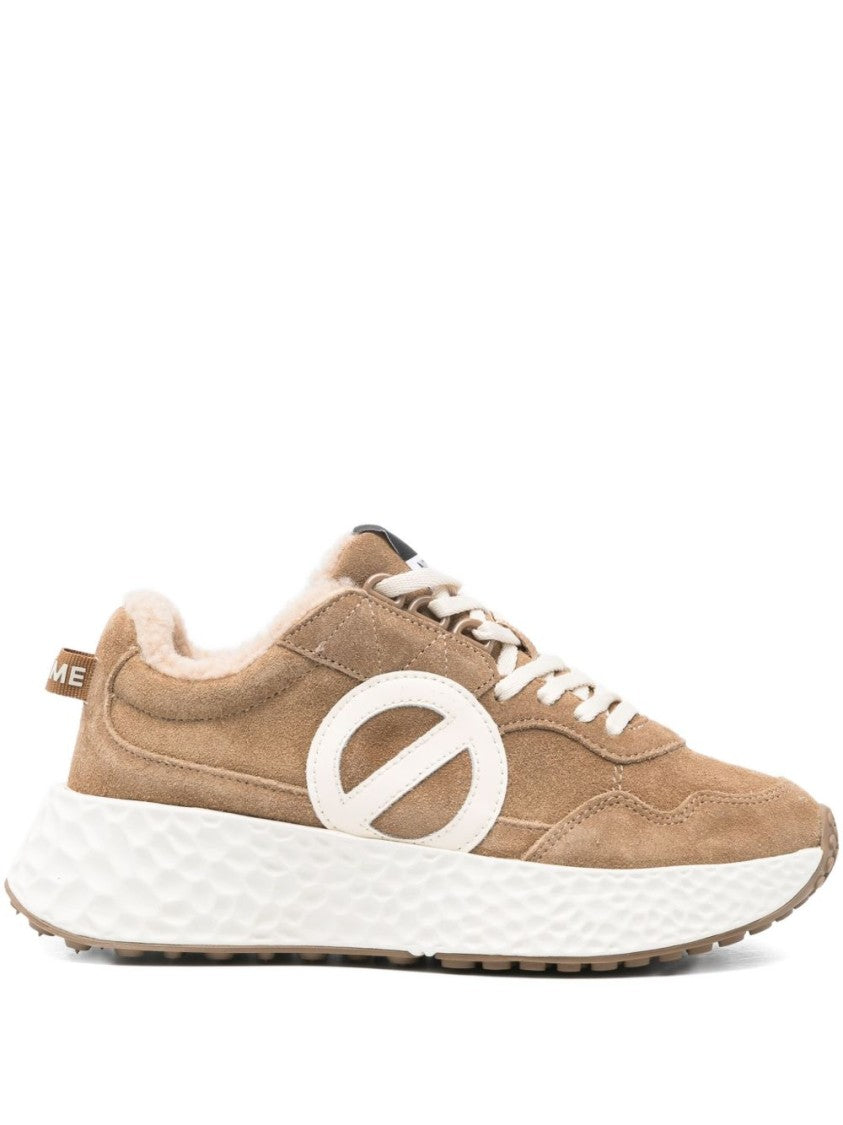 No Name Beige Suede Sneakers With Sole