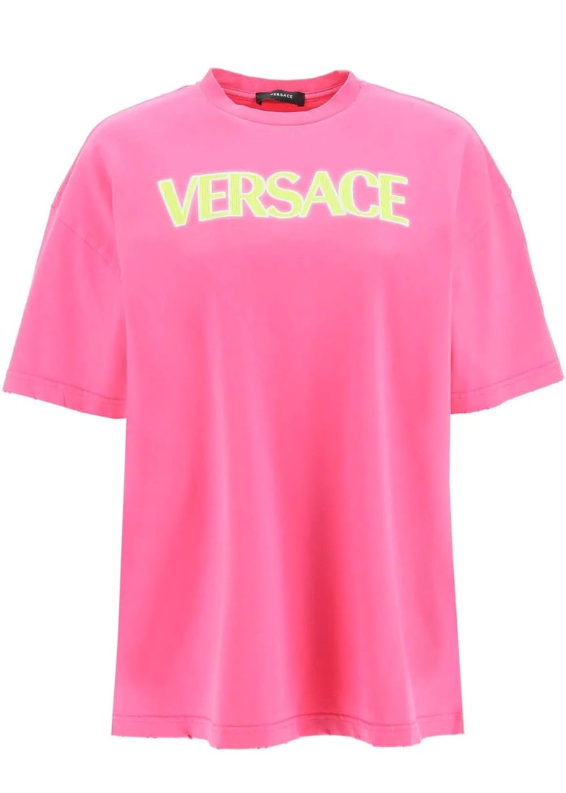 Versace Pink Cotton Logo Top