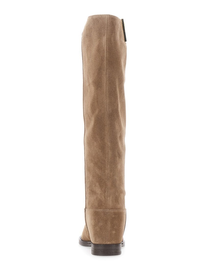 Via Roma 15 Fitted Brown Suede Tall Boots